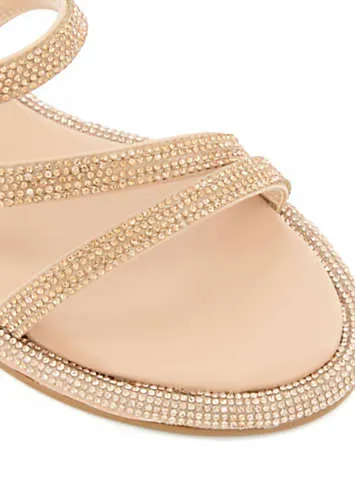 Head Over Heels By Dune Larkin Blush Embellished Asymmetric Strap Sandals | Grattan