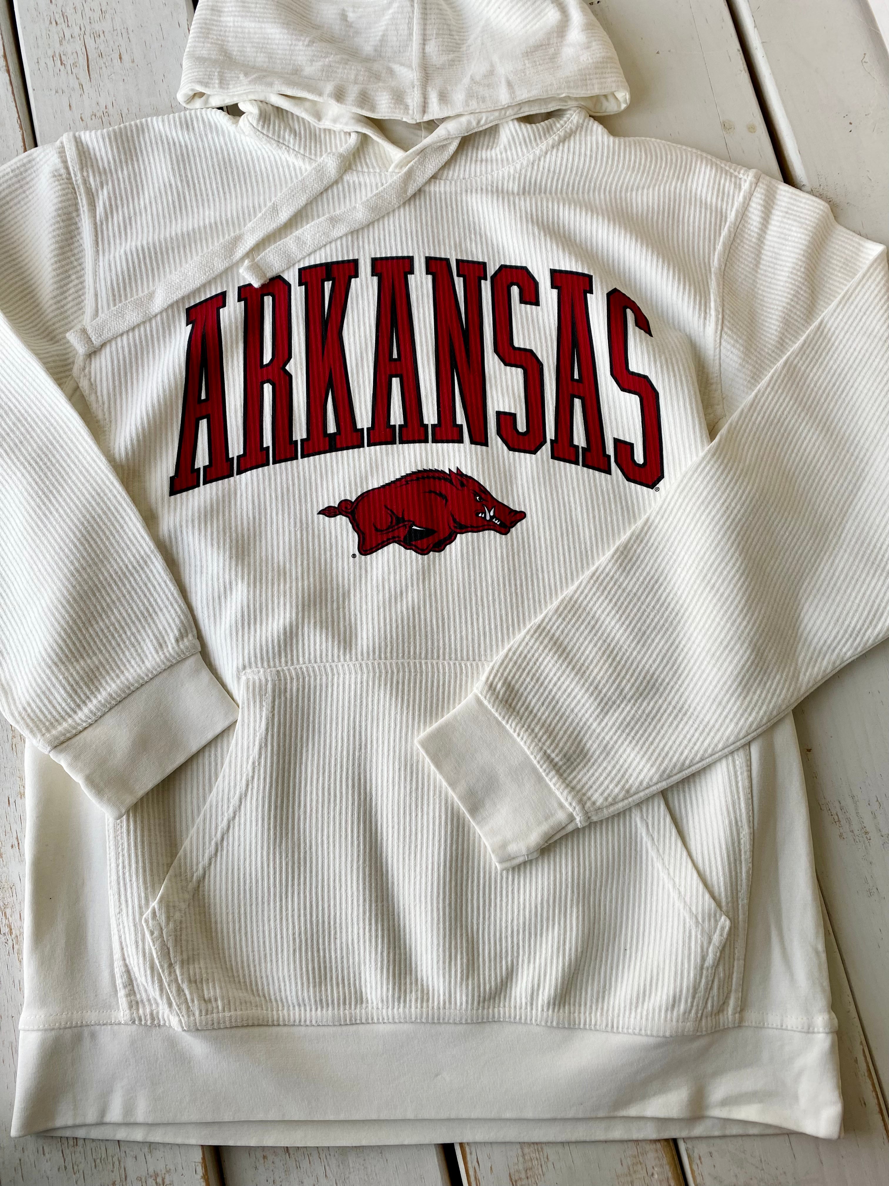 Hog Wild Arkansas Razorback Hoodie - Ivory Corded Sweatshirt