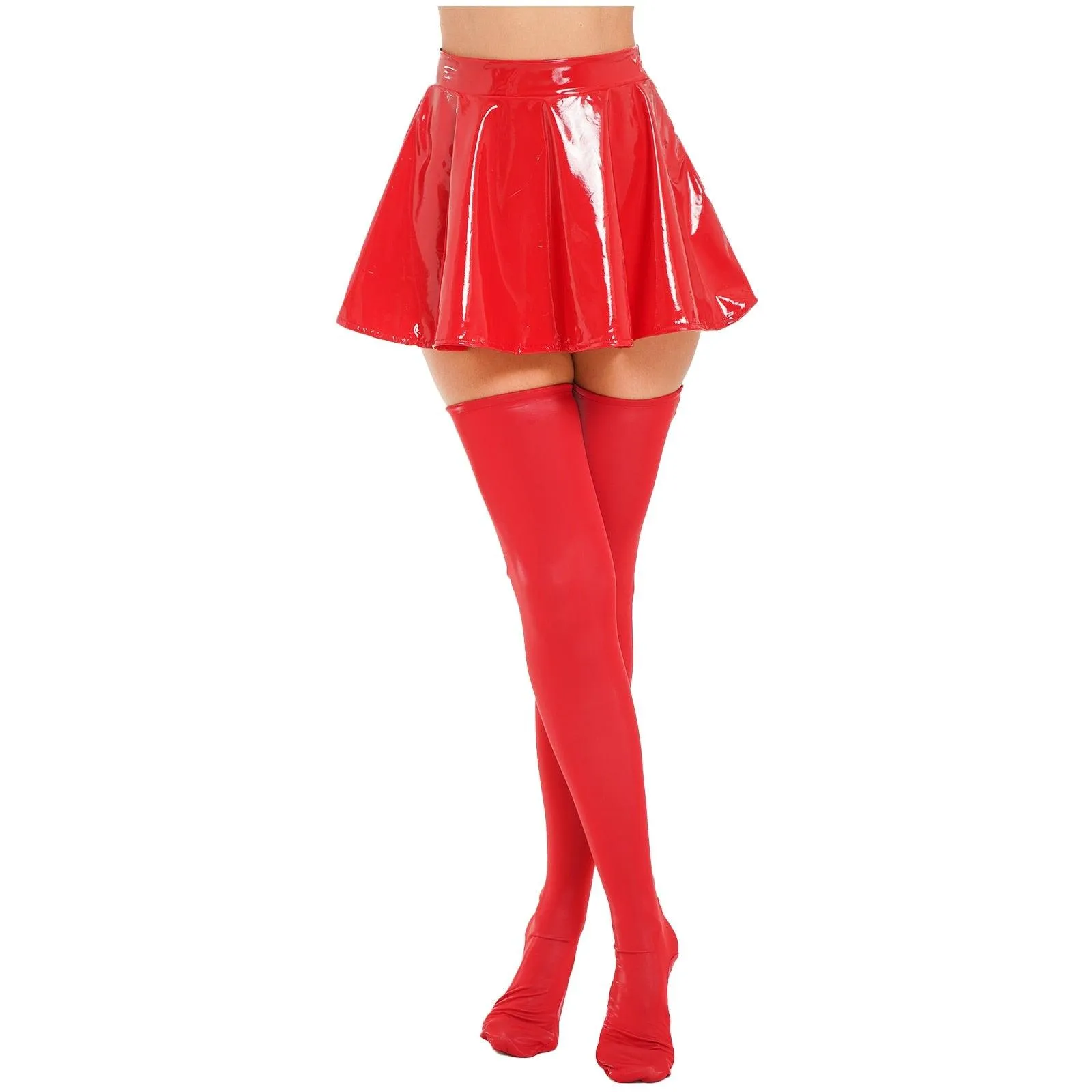 Hollow Out Lace-up Mini Skirt Gothic Clubwear Wet Look Patent Leather Skirt