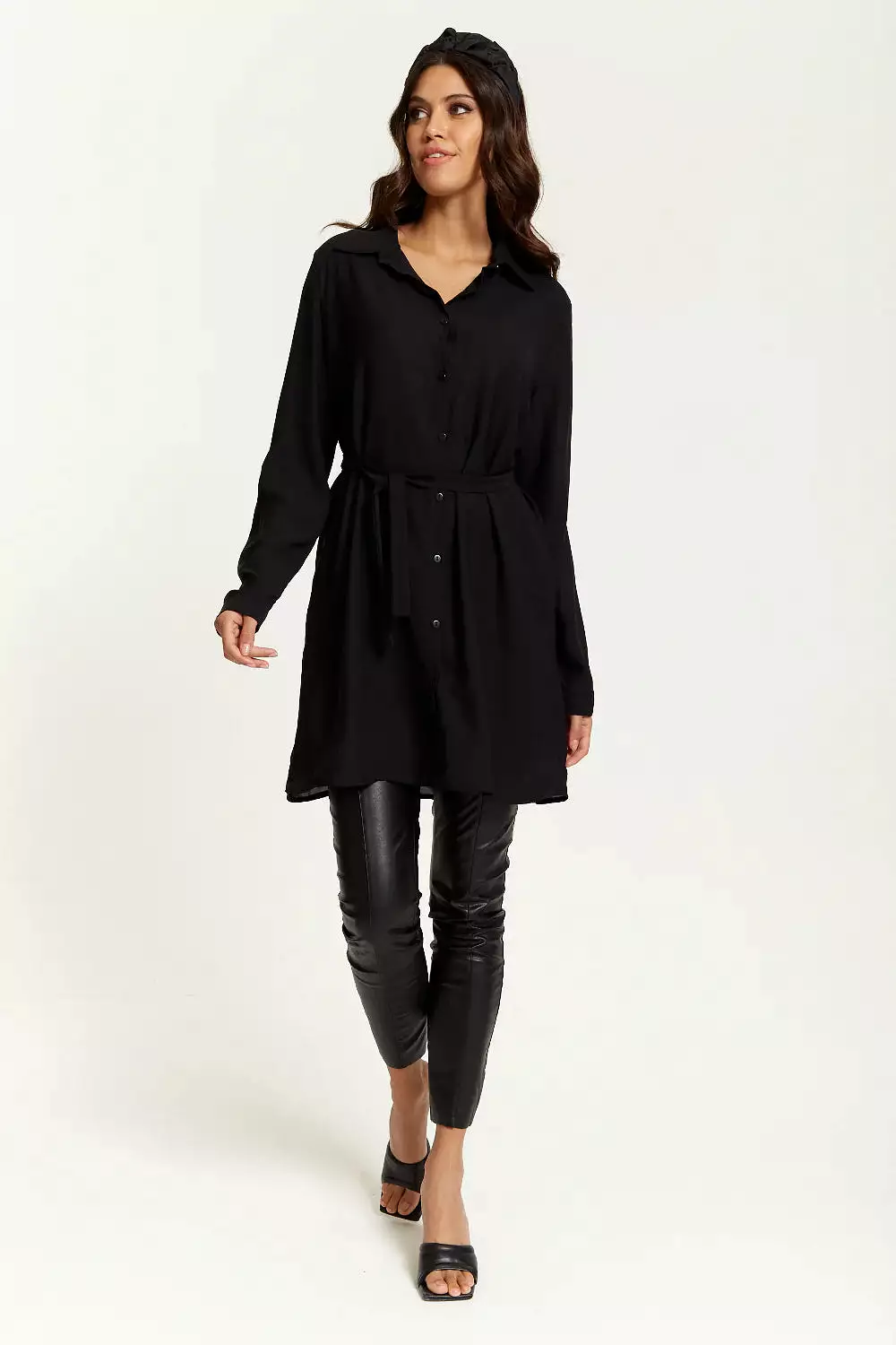 Hoxton Gal Oversized Belt Detailed Shirt Tunic