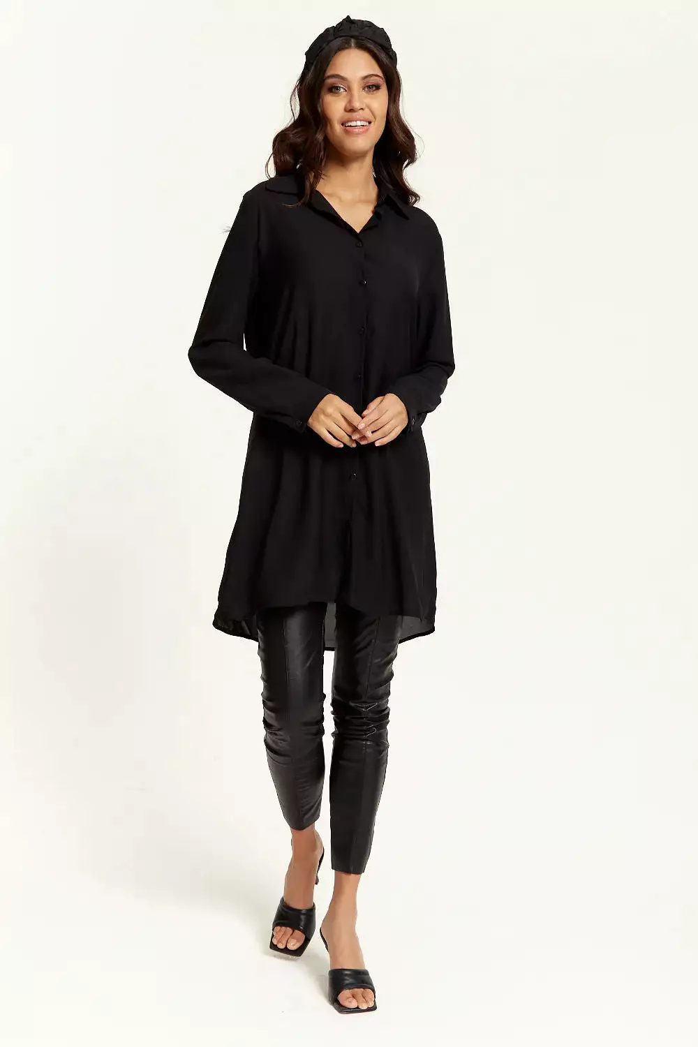 Hoxton Gal Oversized Shirt Tunic With Long Sleeves