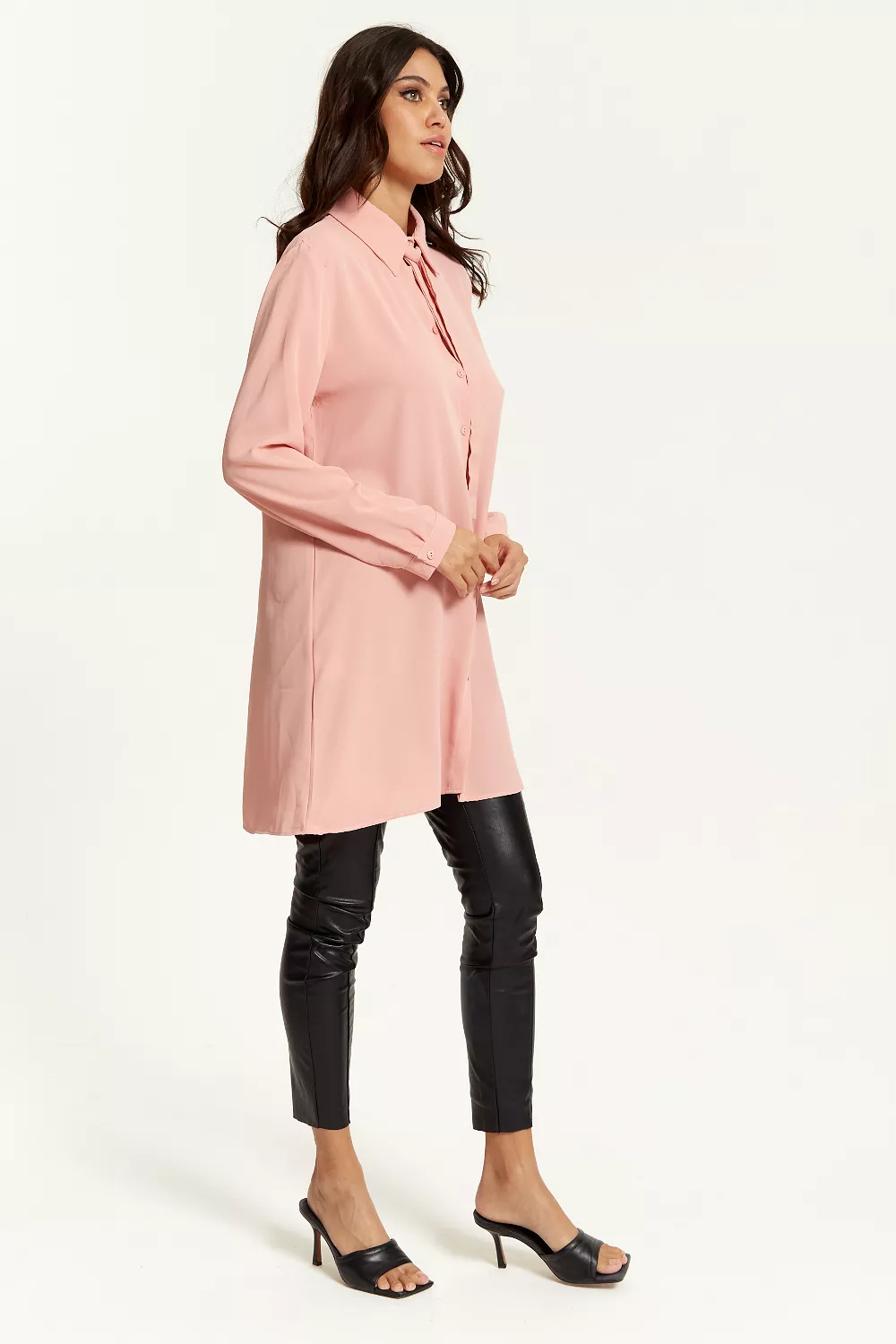 Hoxton Gal Oversized Tie Detailed Shirt Tunic