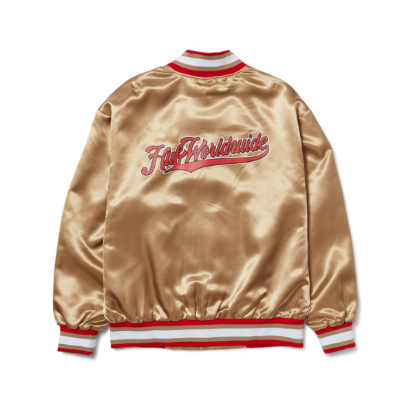 HUF Crackerjack Satin Baseball Jacket - Oatmeal