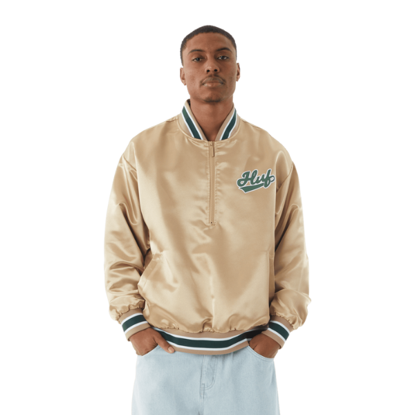 HUF Pop Fly Satin Baseball Jacket - Tan