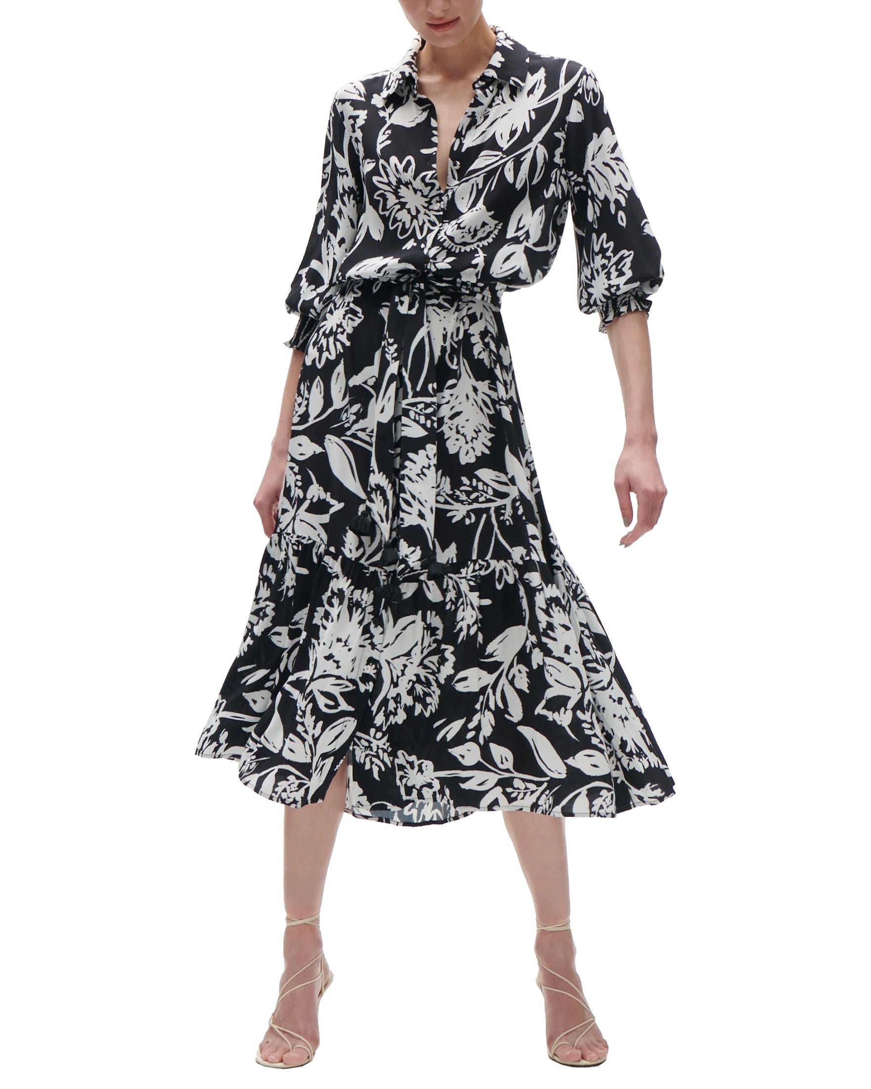 Indiana Dress (Porcelain Floral Black)