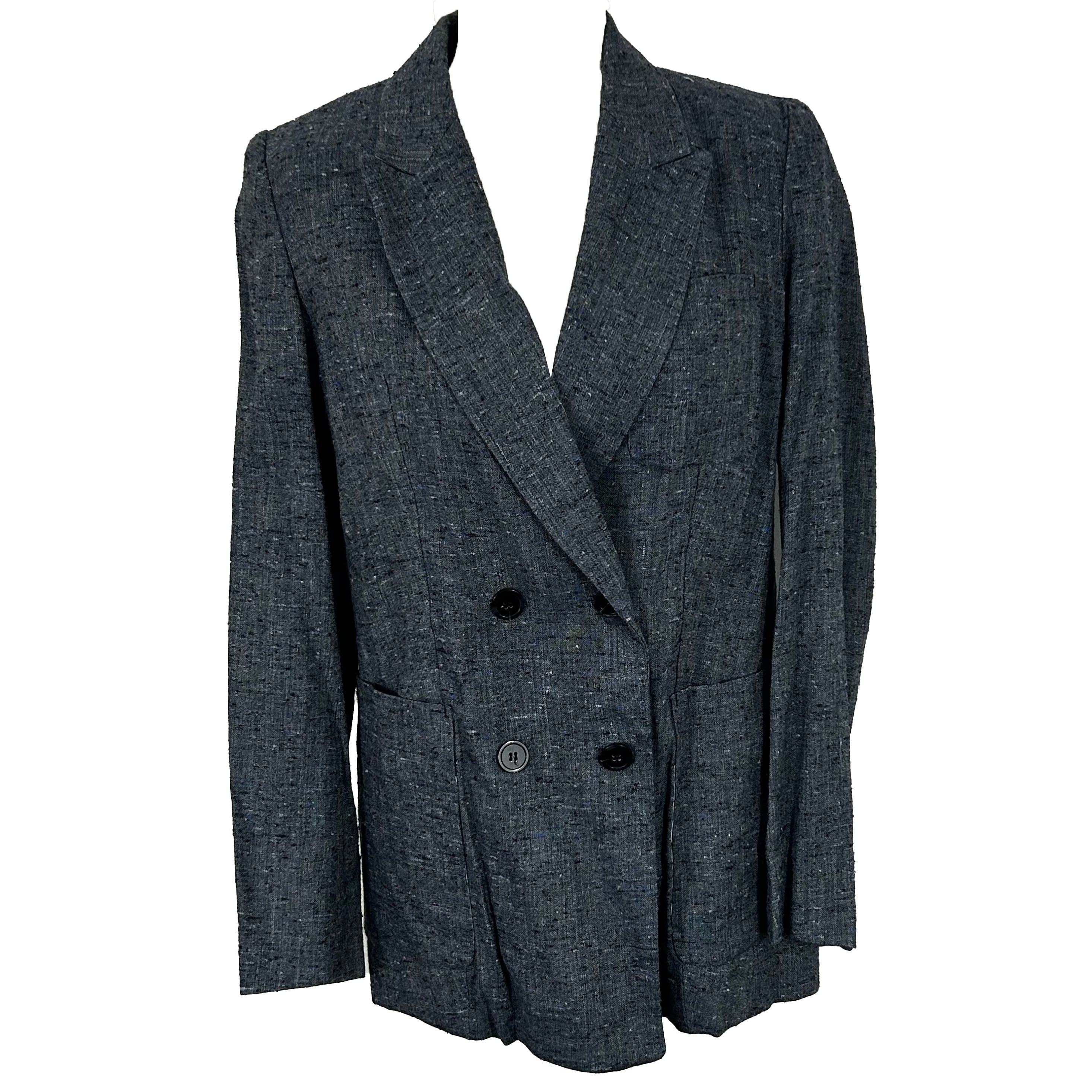 Isabel Marant Brand New Indigo Silk & Linen Slubby Blazer S