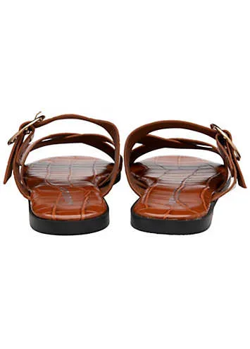 Jade Tan Croc Crossover Strap Sandals by Dunlop | Look Again