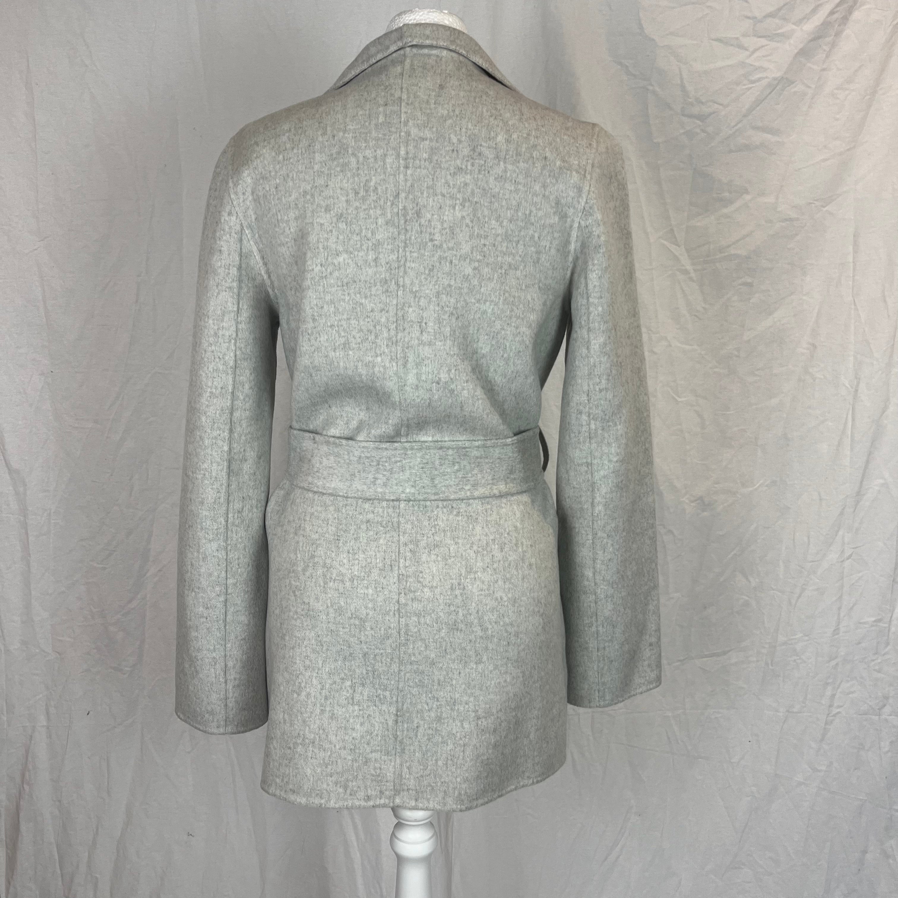 Joseph 795 Pearl Grey Double Face Cashmere Belted Lima Jacket XXS/XS/S