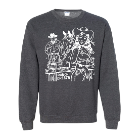 KEEP WALKING COWBOY DARK HEATHER CREWNECK