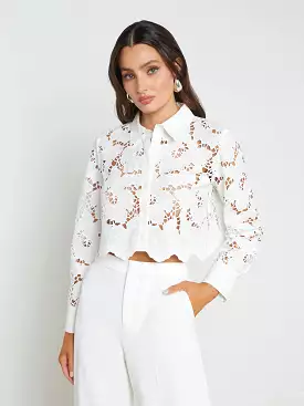 L’agence - Seychelle Lace Cropped Blouse - White