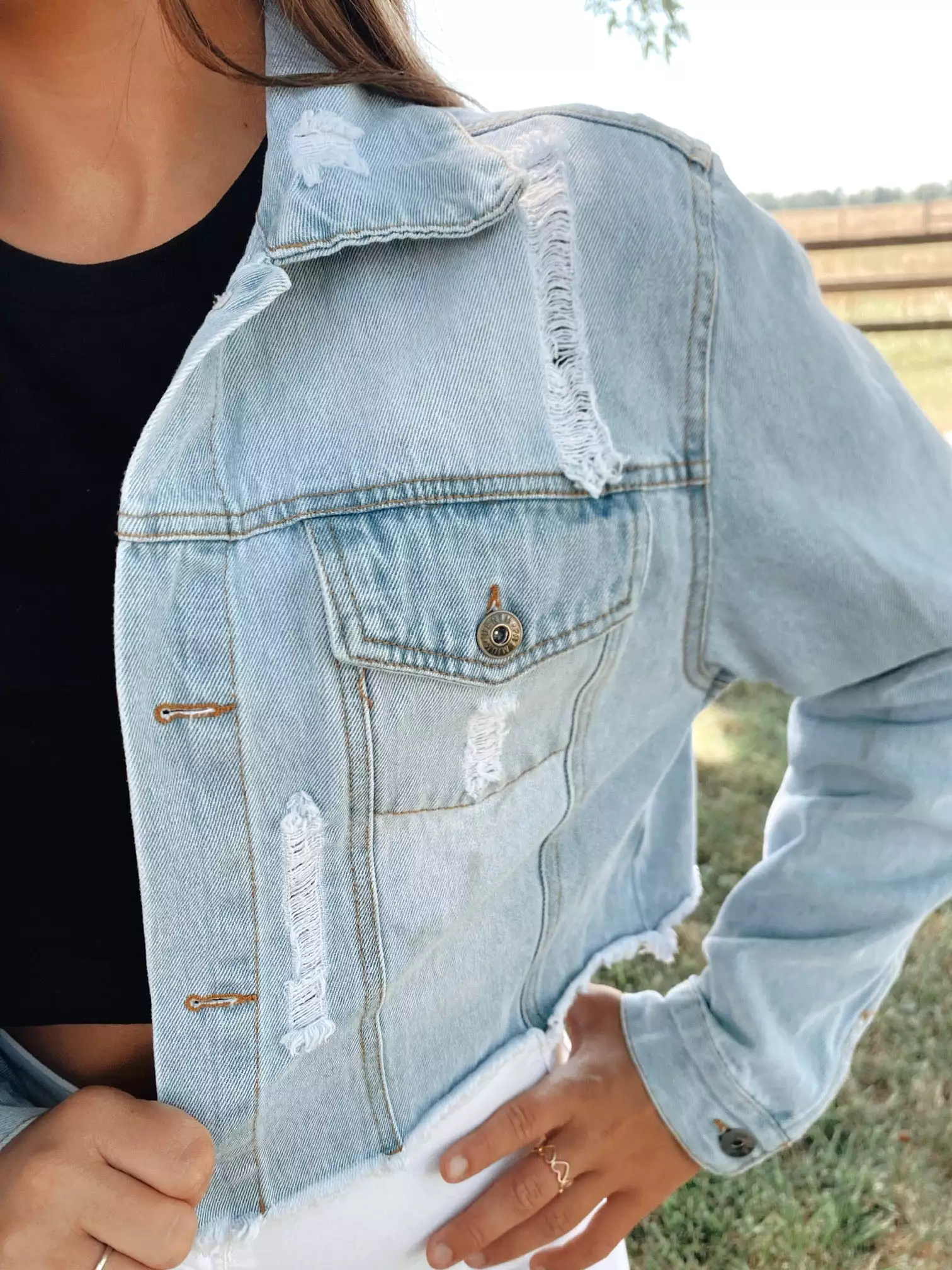 Light Wash Distressed Denim Jacket