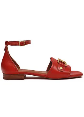 Linden Crescent Fire Red Stirrup Strap Sandals by Radley London | Look Again