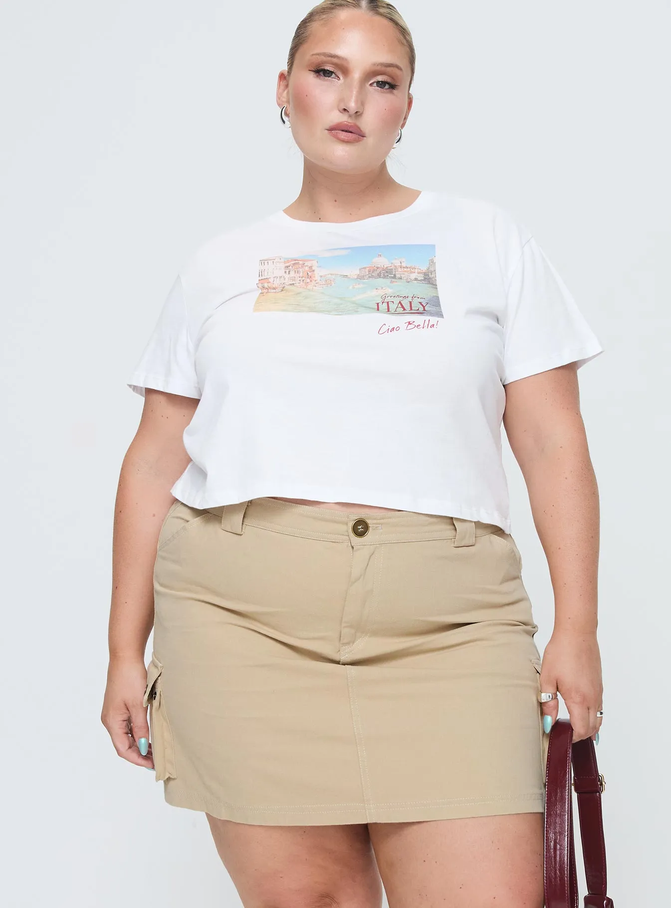 Lydie Cargo Mini Skirt Beige Curve