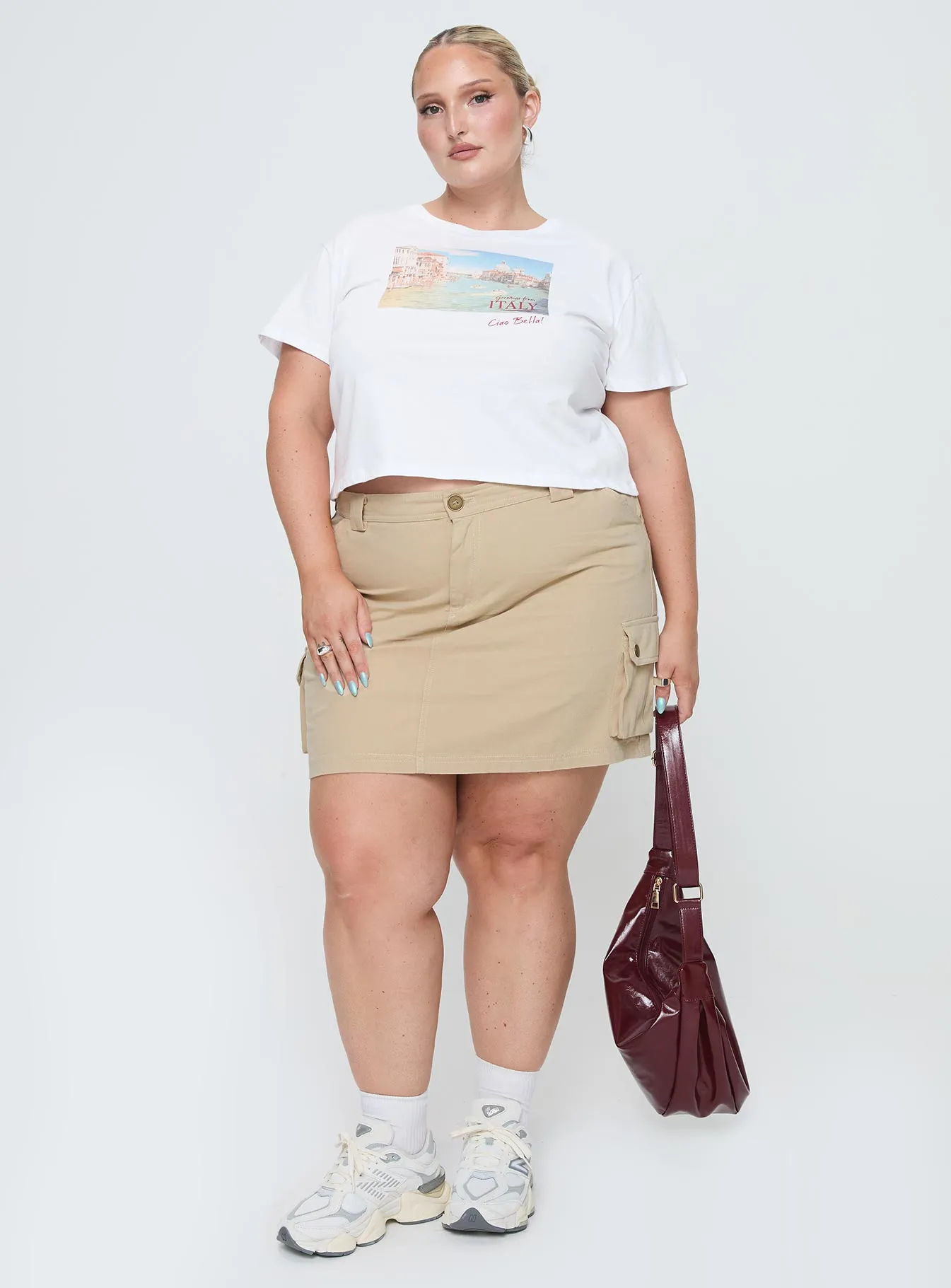 Lydie Cargo Mini Skirt Beige Curve