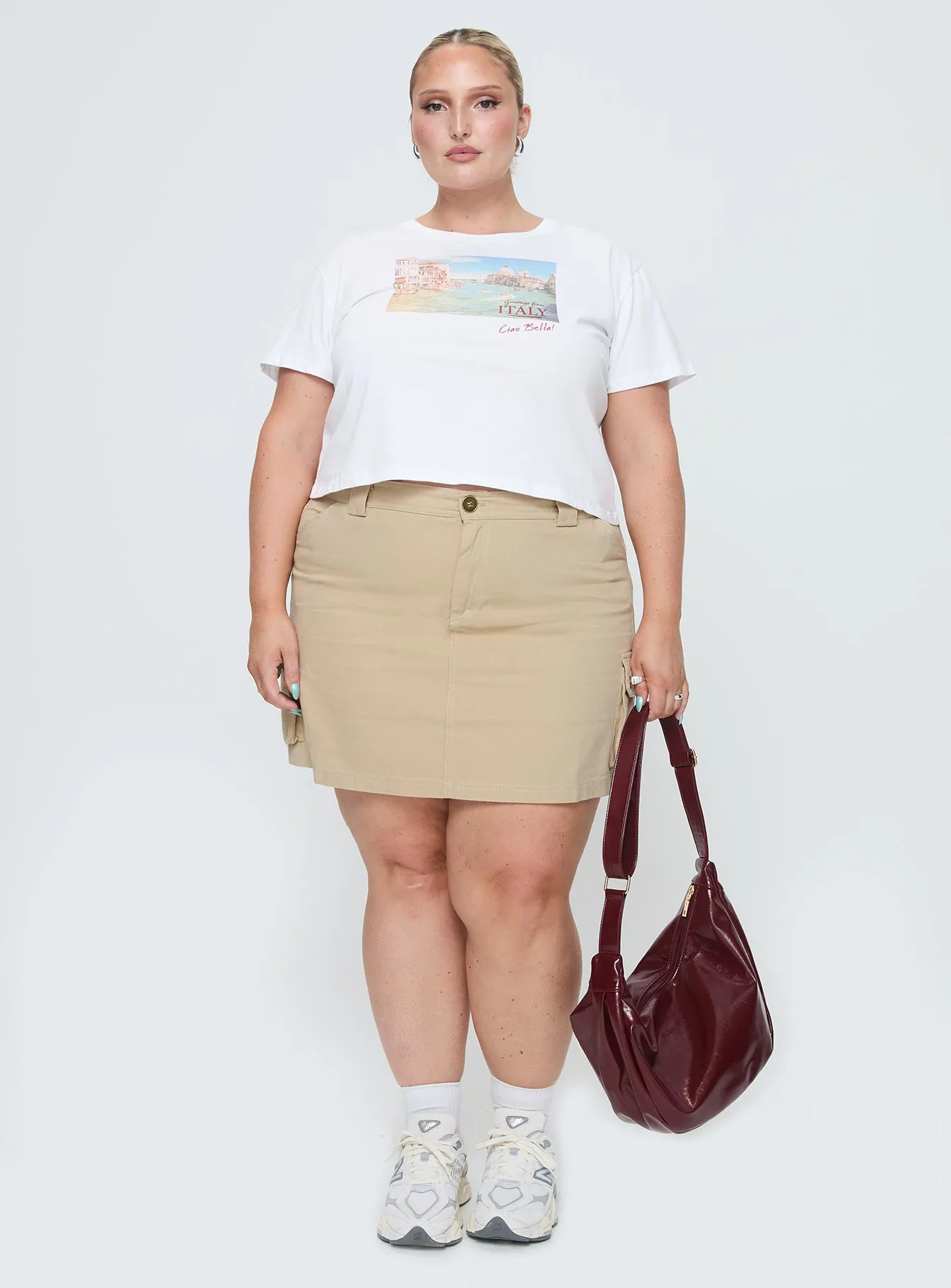 Lydie Cargo Mini Skirt Beige Curve