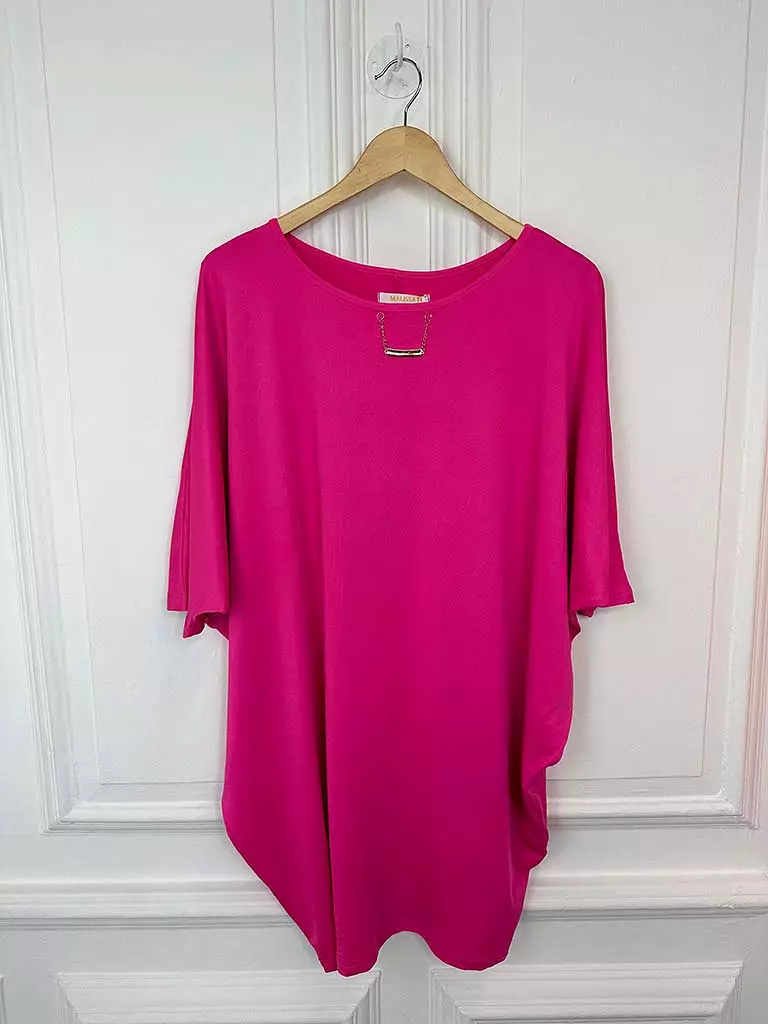 Malissa J Chain Detail Batwing Tunic - Pink