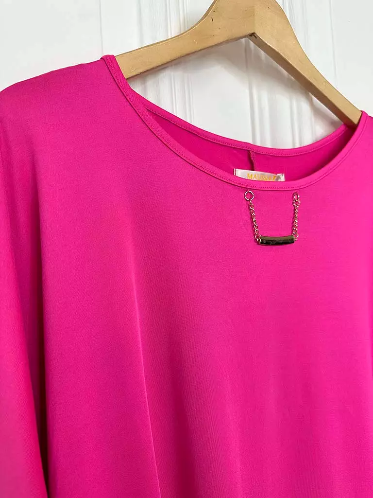 Malissa J Chain Detail Batwing Tunic - Pink