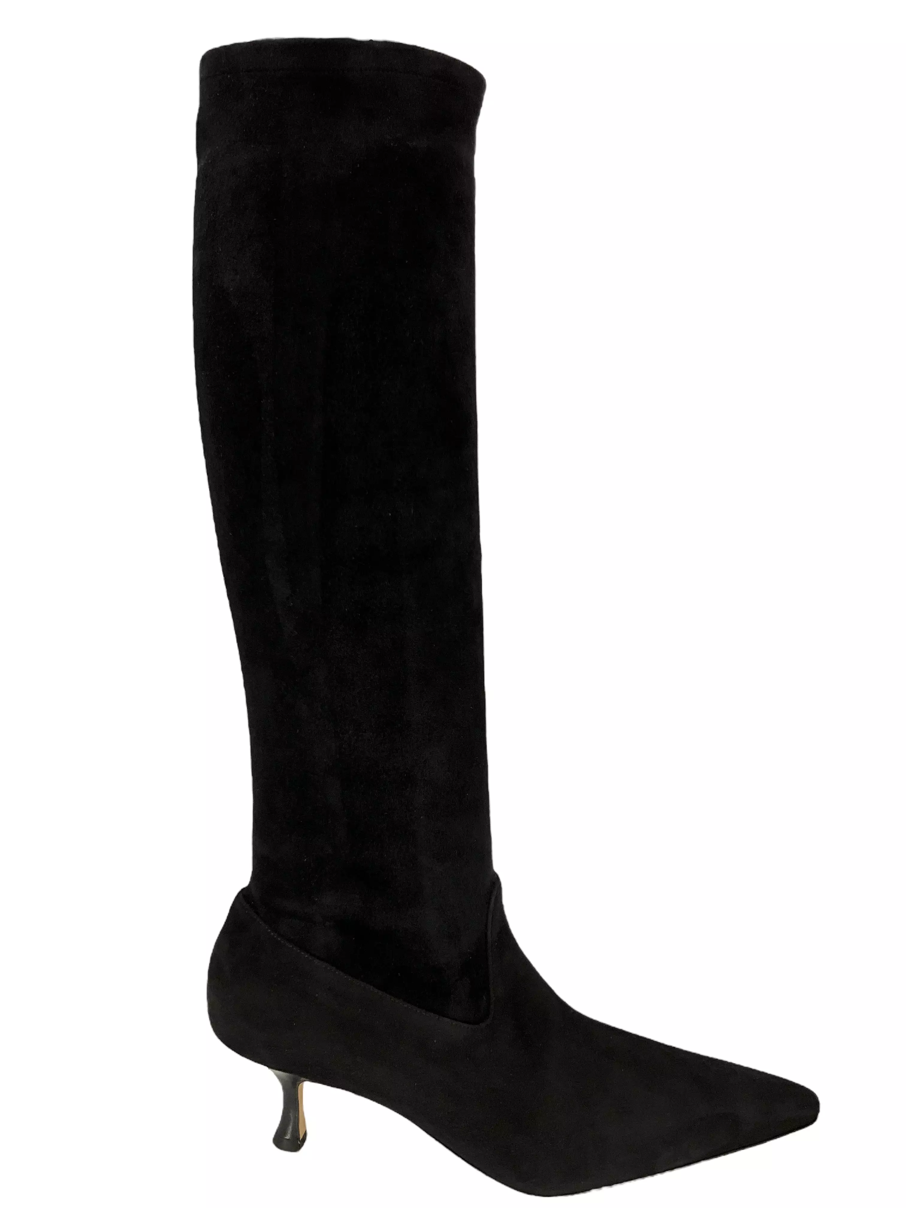 Manolo Blahnik Black Suede Knee High Pointed Boots Size 8.5