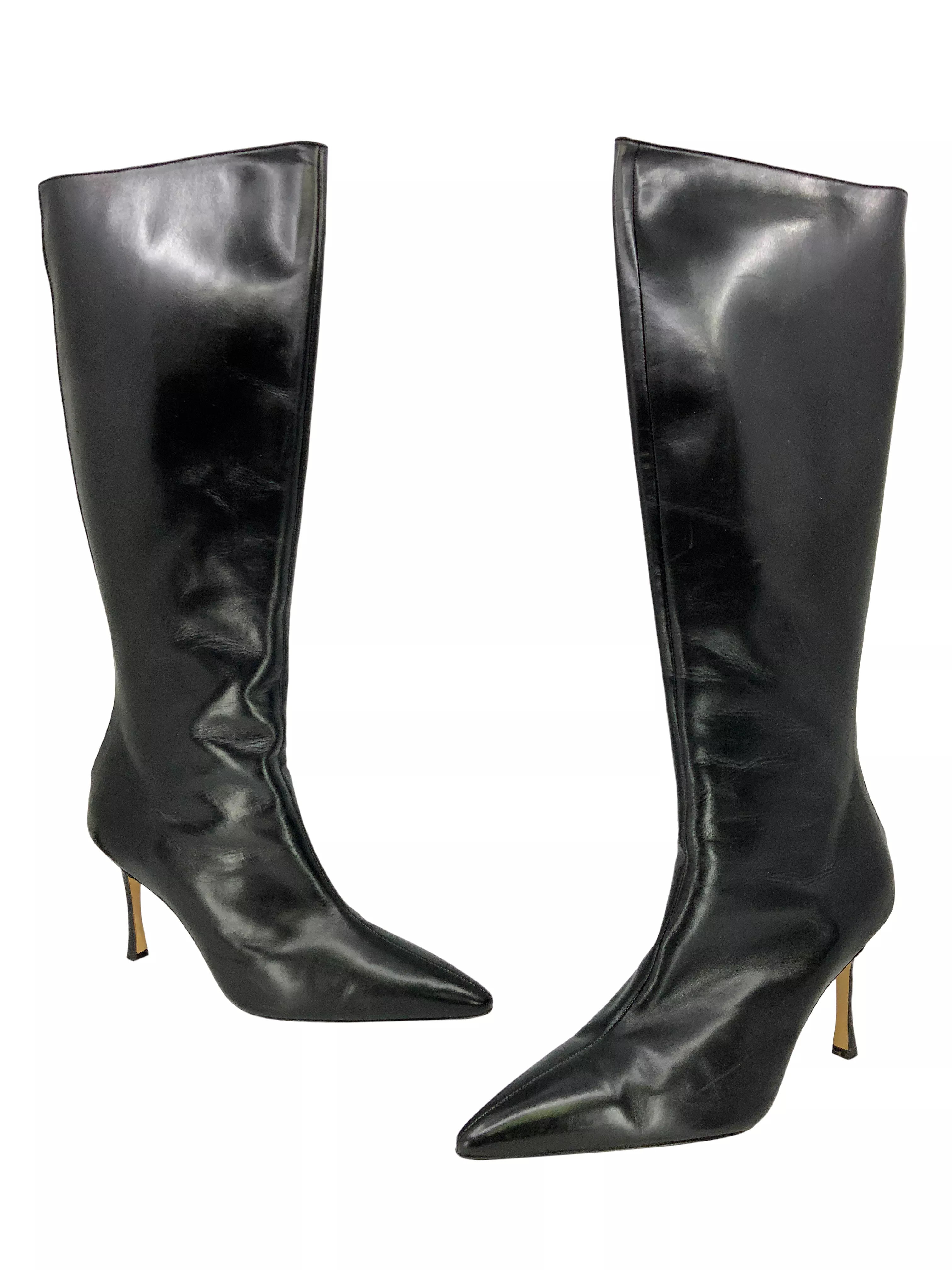 Manolo Blahnik Leather Knee-High Boots Size 11