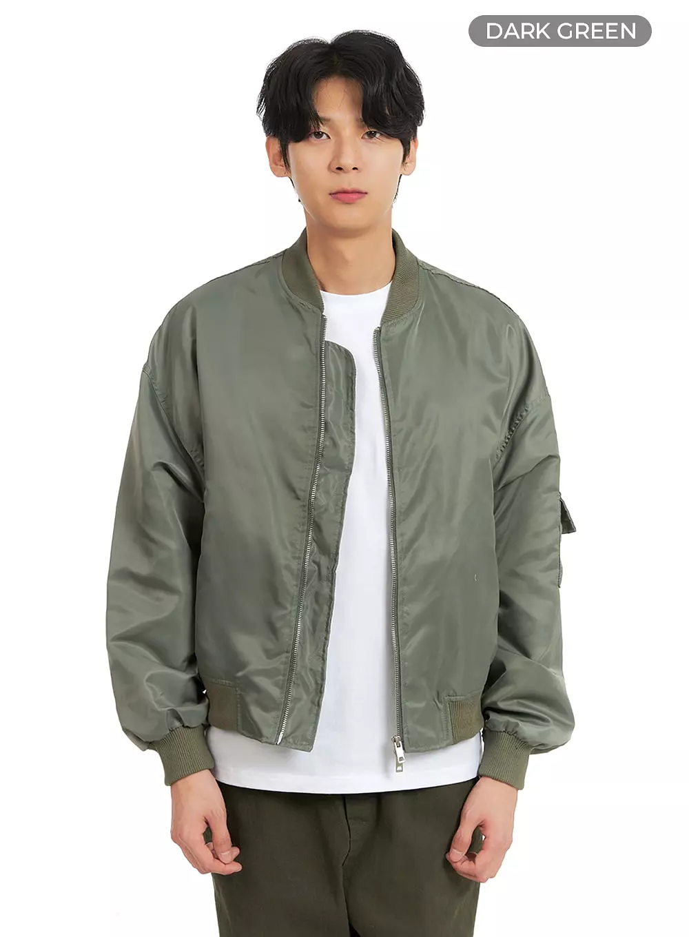 Men's Solid Bomber Jacket IA401