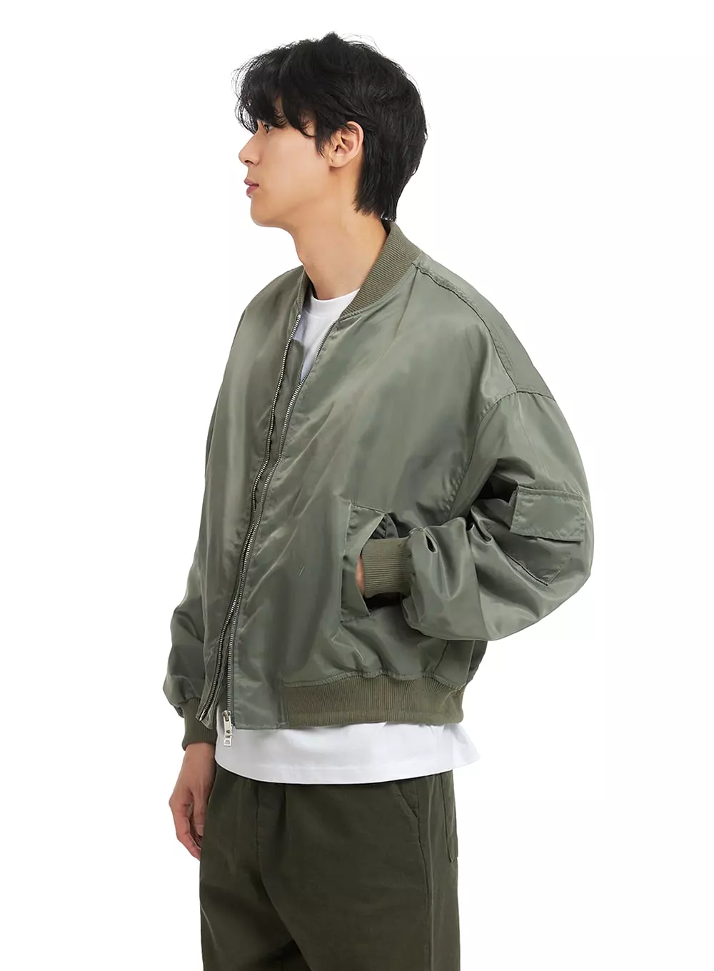 Men's Solid Bomber Jacket IA401