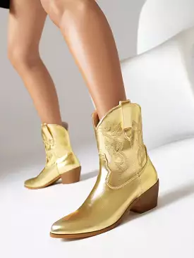 Metallic Color Ankle Boots