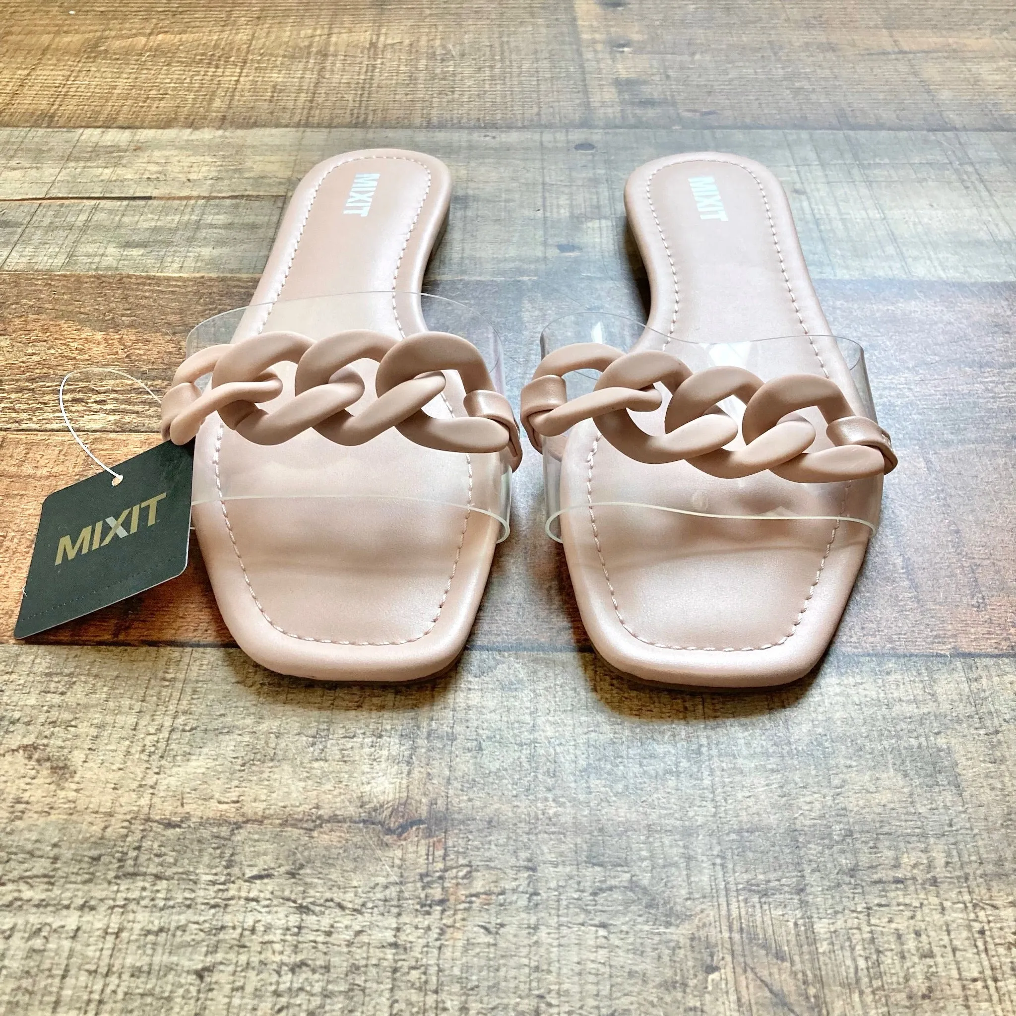 Mix It Blush Clear Strap Sandals NWT- Size 7