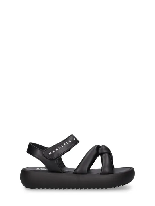 MM6 Maison Margiela   Logo print faux leather strap sandals 