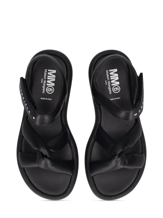 MM6 Maison Margiela   Logo print faux leather strap sandals 