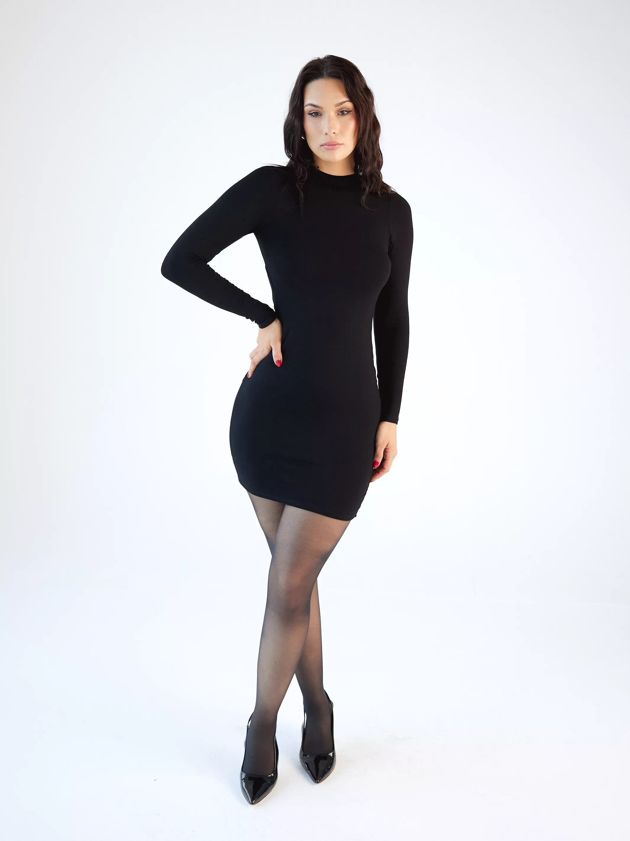 Mock Turtleneck Open Back Brami Dress