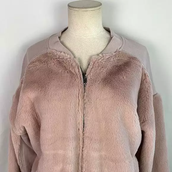 NWT Grey State PinkFaux Fur Bomber