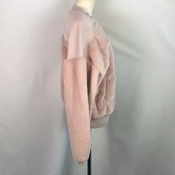 NWT Grey State PinkFaux Fur Bomber