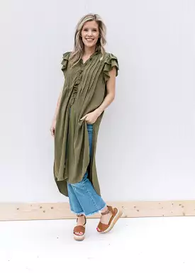 Olive Ruffled Tunic