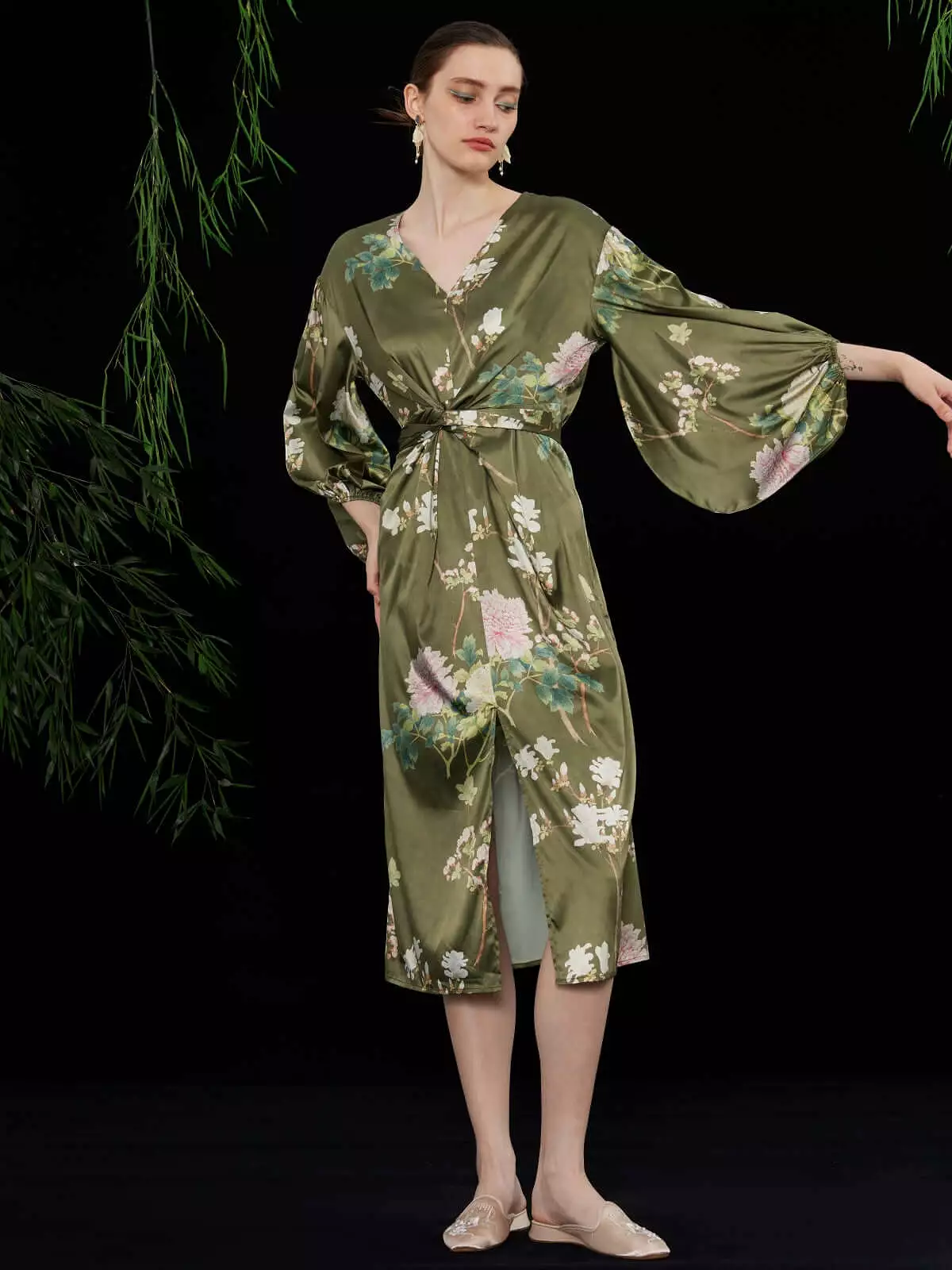 Oriental Floral Lantern Dress