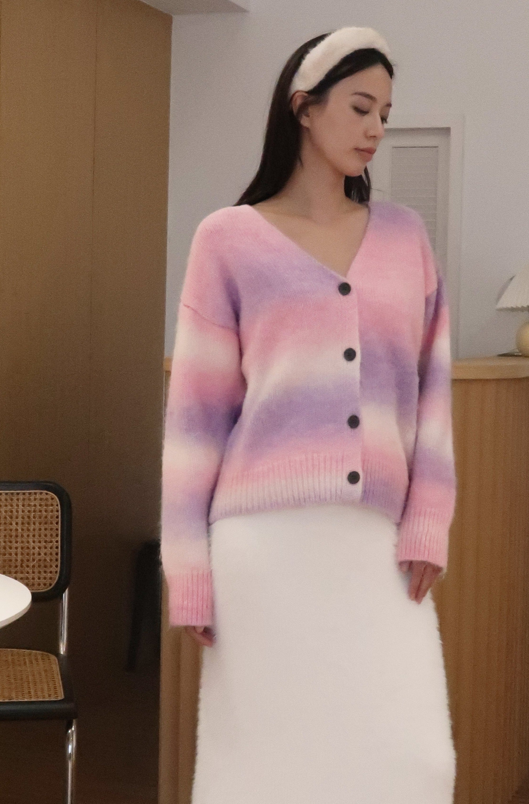 Paint Laurent gradient pink cardigan