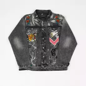 PATCHES DENIM JACKET GREY