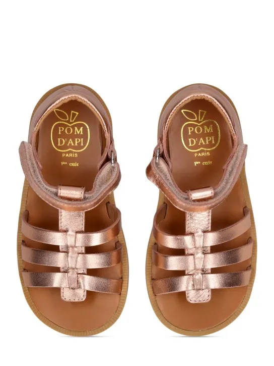 Pom D'api   Metallic leather strap sandals 