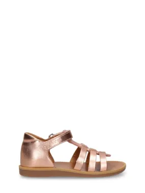 Pom D'api   Metallic leather strap sandals 