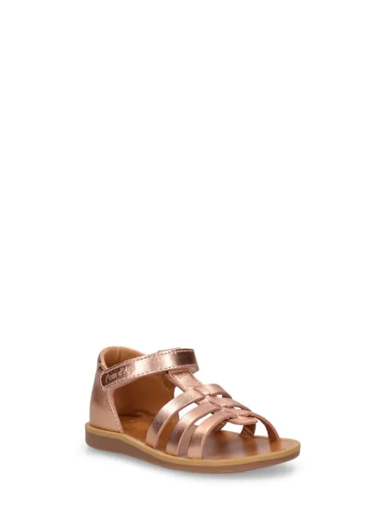 Pom D'api   Metallic leather strap sandals 