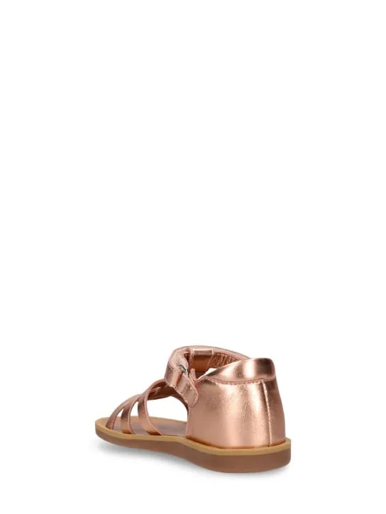 Pom D'api   Metallic leather strap sandals 