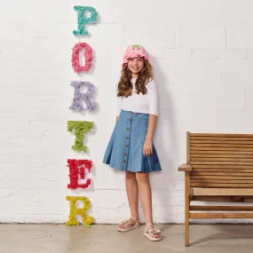 Porter Acid Wash Tiered Denim Skirt