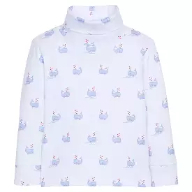 Printed Turtleneck - Blue Whales