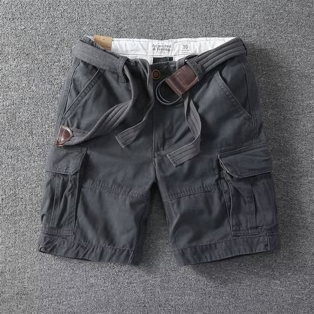 Retro heavy washed multi-pocket loose straight casual cargo pants