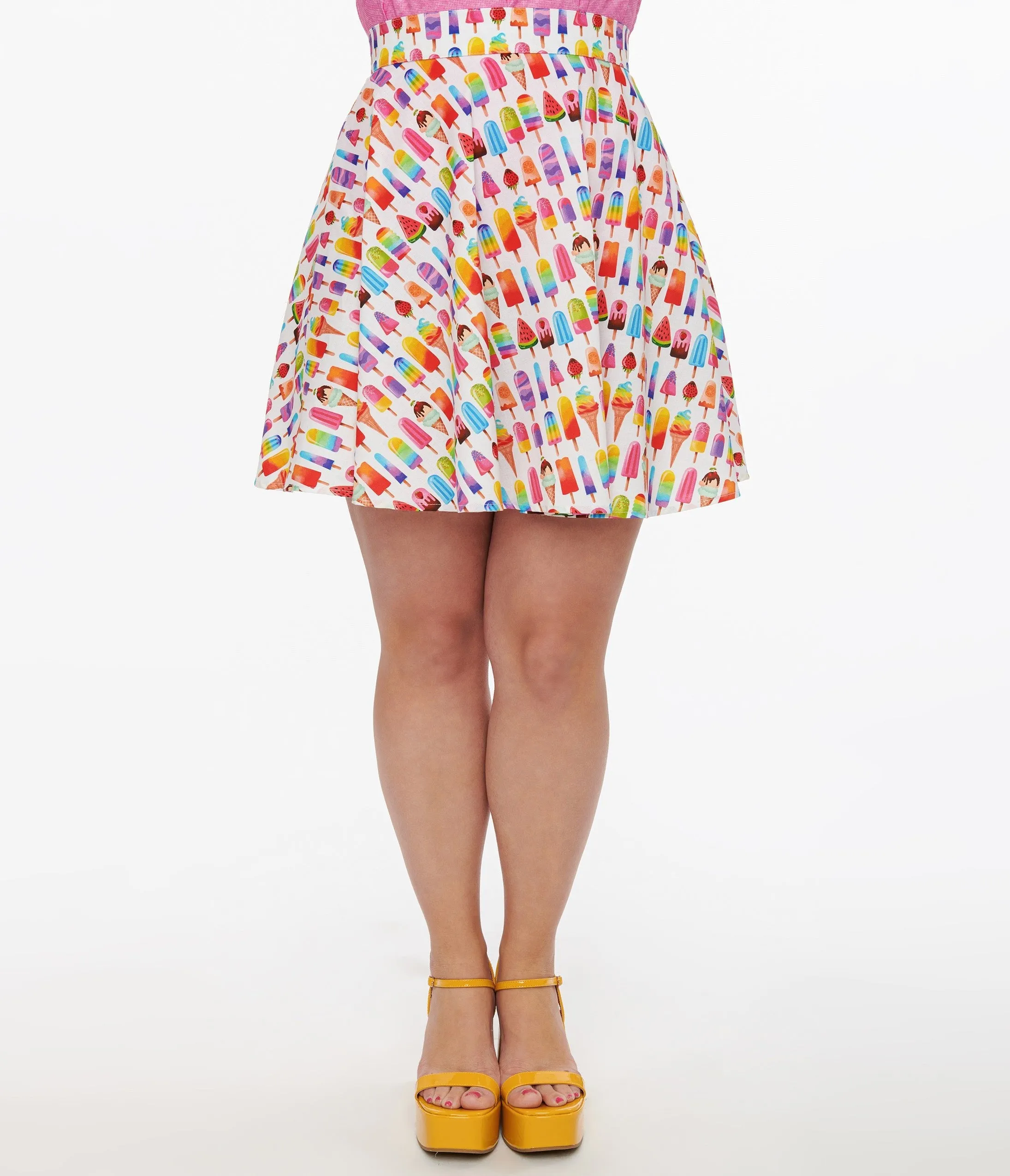 Retrolicious 1950s Multicolor Ice Cream Print Skater Skirt