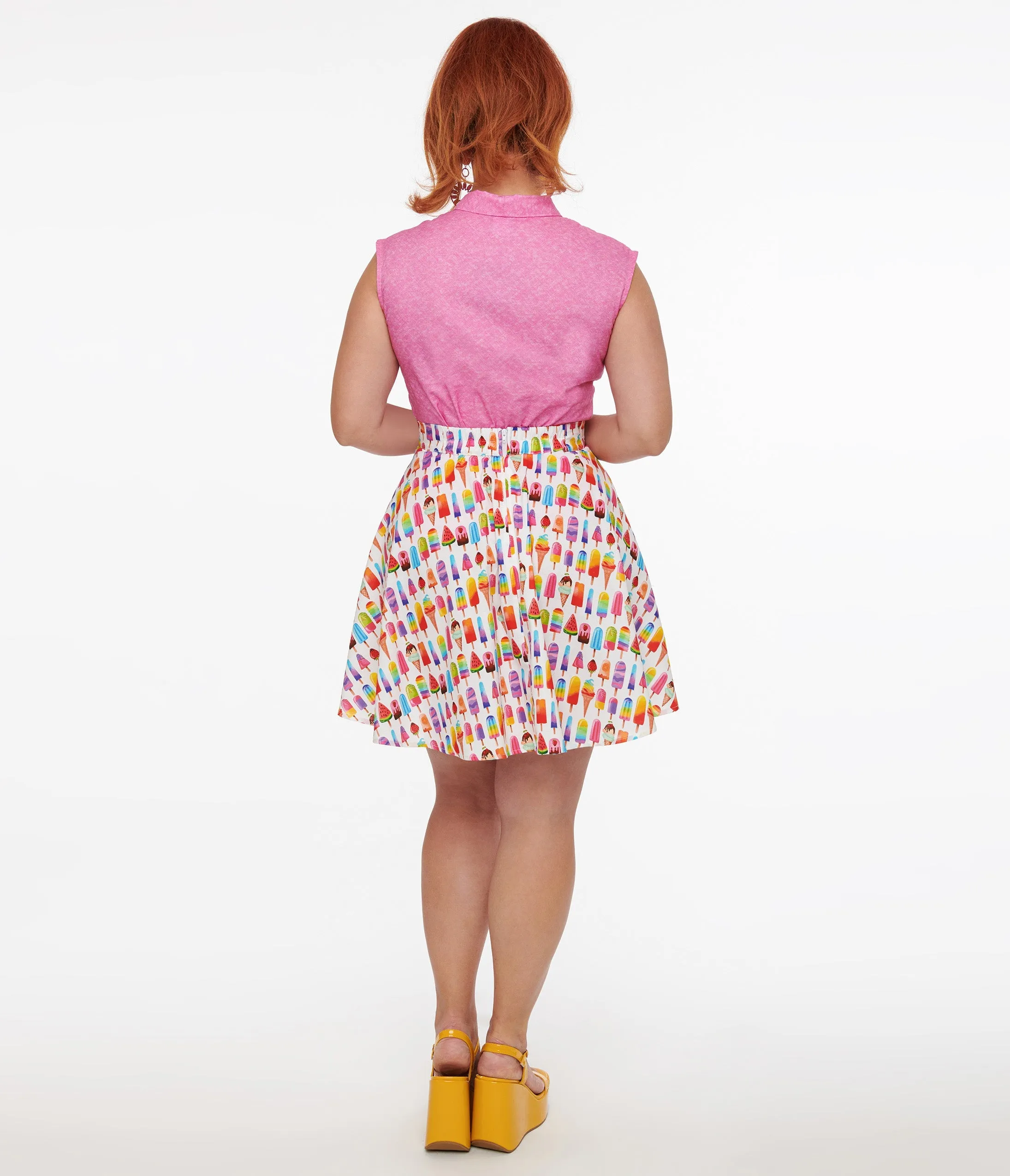 Retrolicious 1950s Multicolor Ice Cream Print Skater Skirt