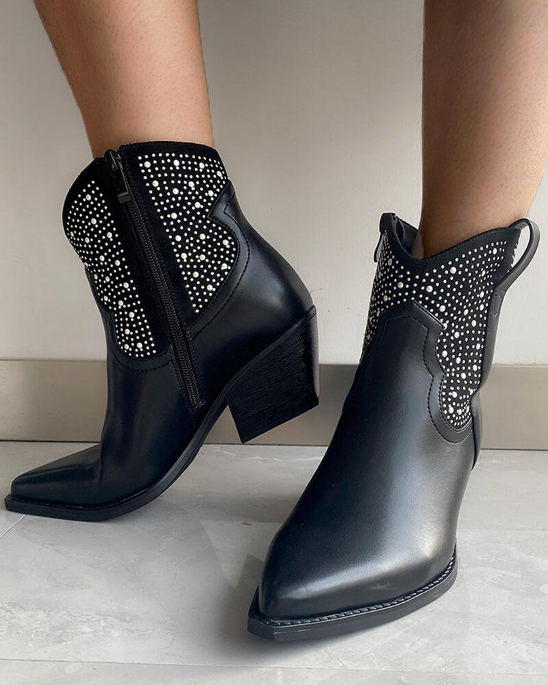 Rhinestone Ankle Boots