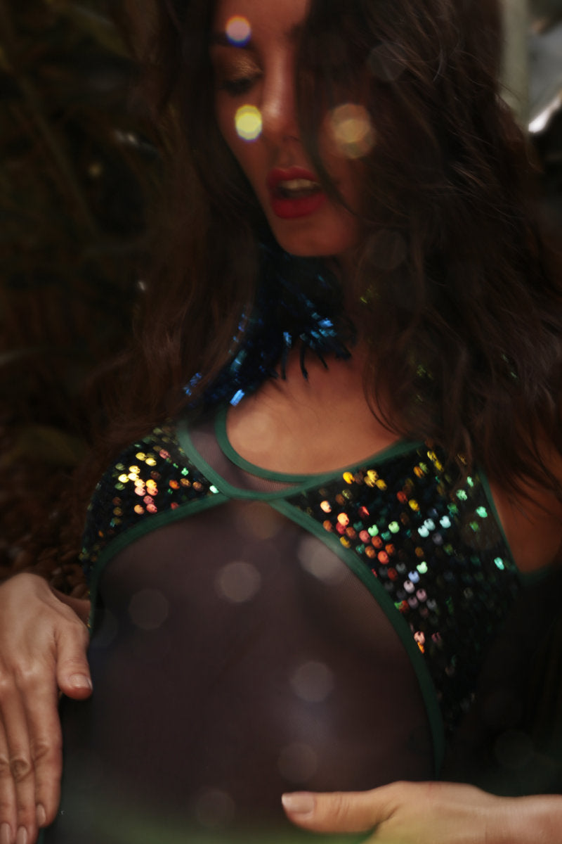 Rolling Vertigo Bodysuit - Rainbow Sequin