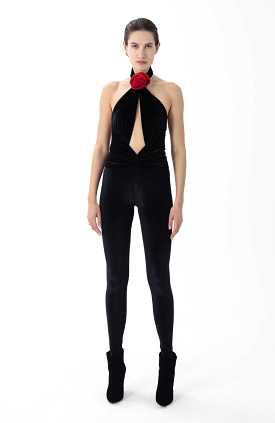 Ronny Kobo - Abreen Catsuit - Jet Black - Crimson