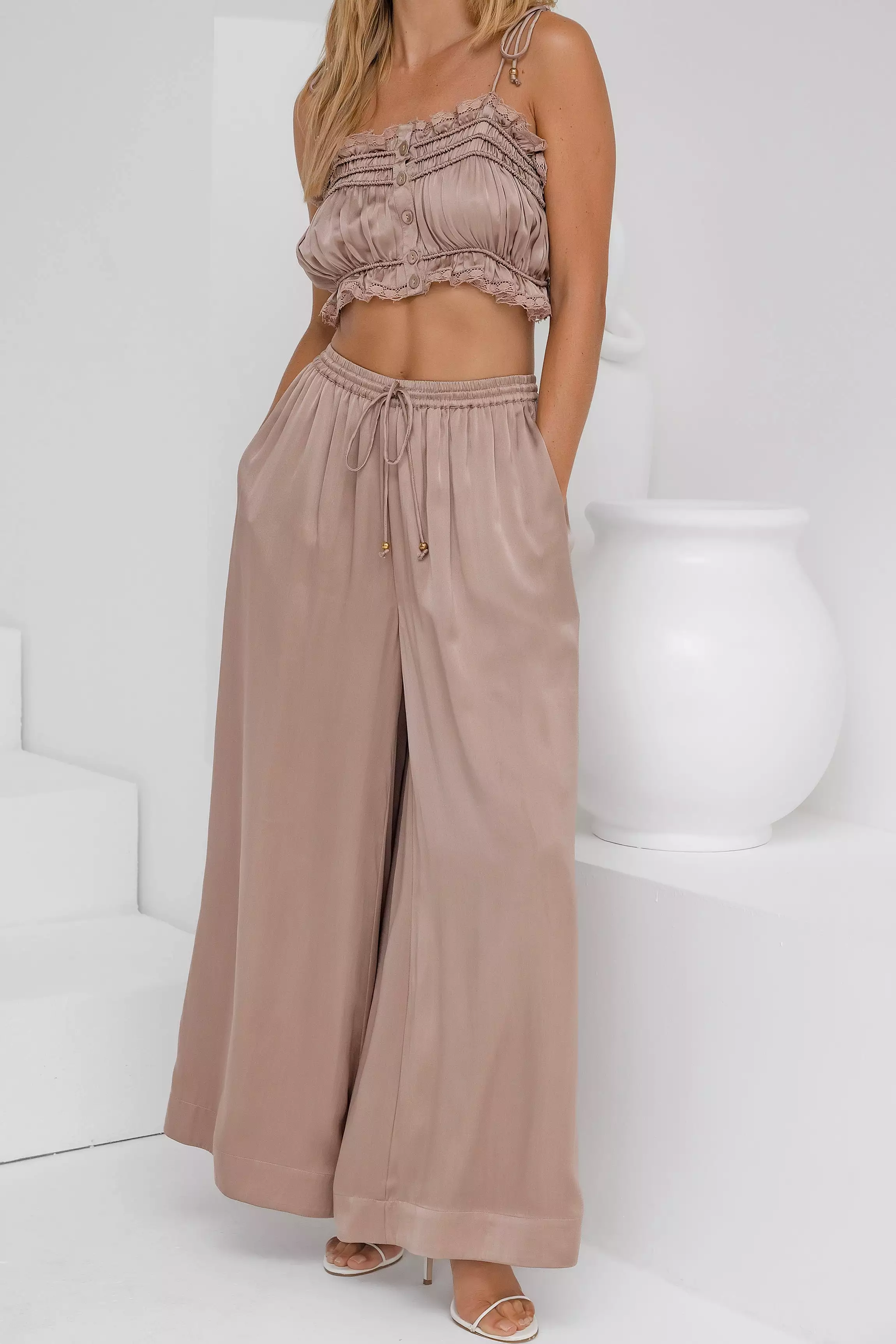 Ruched Corset Bralette - Light Taupe