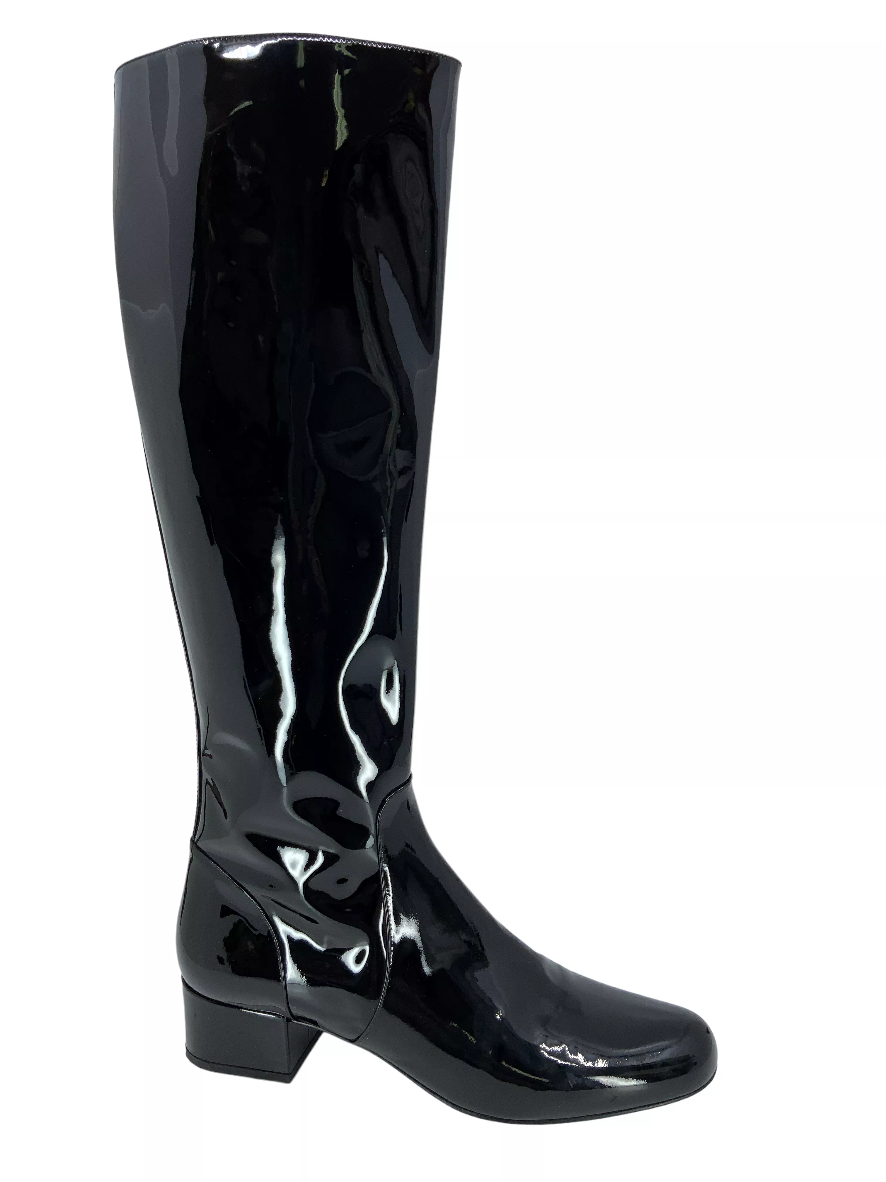 Saint Laurent Patent Leather Mid Calf Boots Size 9